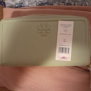Tory Burch-Thea Continental Zip Wallet,Sage Green-NWT